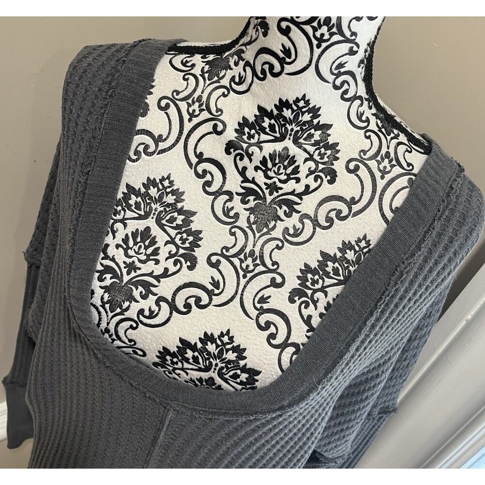 We The Free New Magic Thermal Long Sleeve Waffle Knit Faded Black M Boho Grunge - Picture 5 of 16